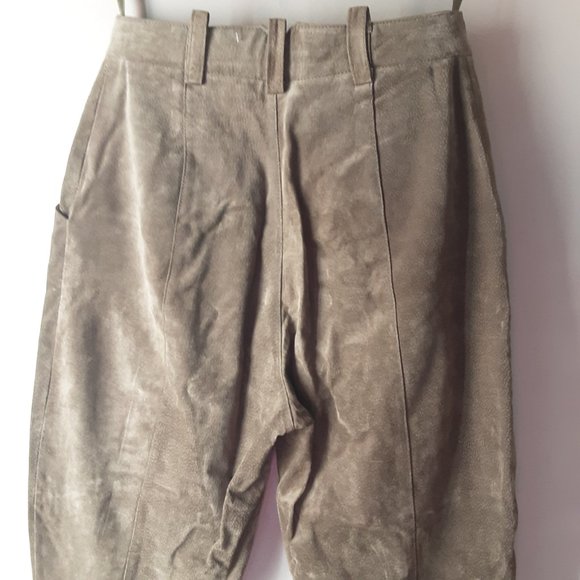 Vintage Khaki Suede Pants, High-Waisted Pleated. Size Small / 7 - Picture 8 of 13